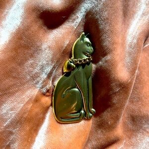 Cat 🐈‍⬛ Meow Brooch Pin Kitty Heart ❤️ Gold Vintage Chic Gift